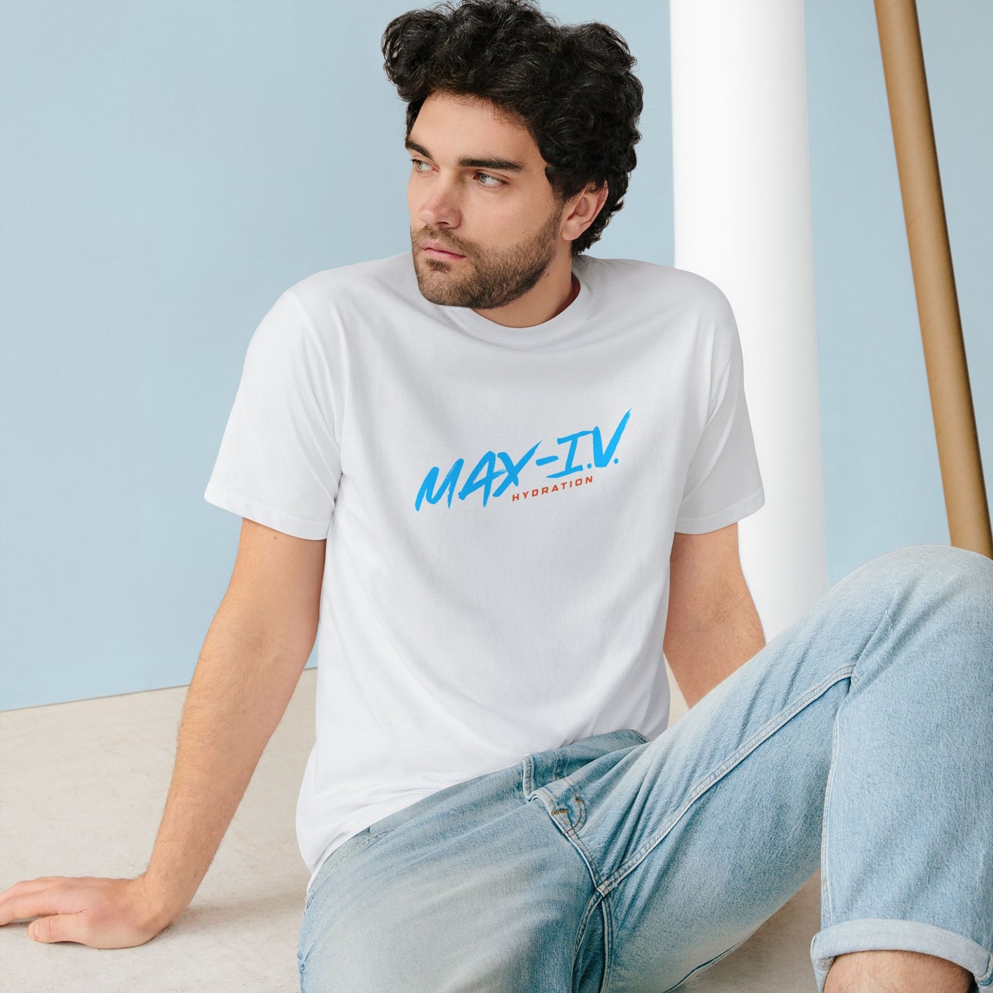 Organic MAX-IV Cotton T-shirt (blue logo)