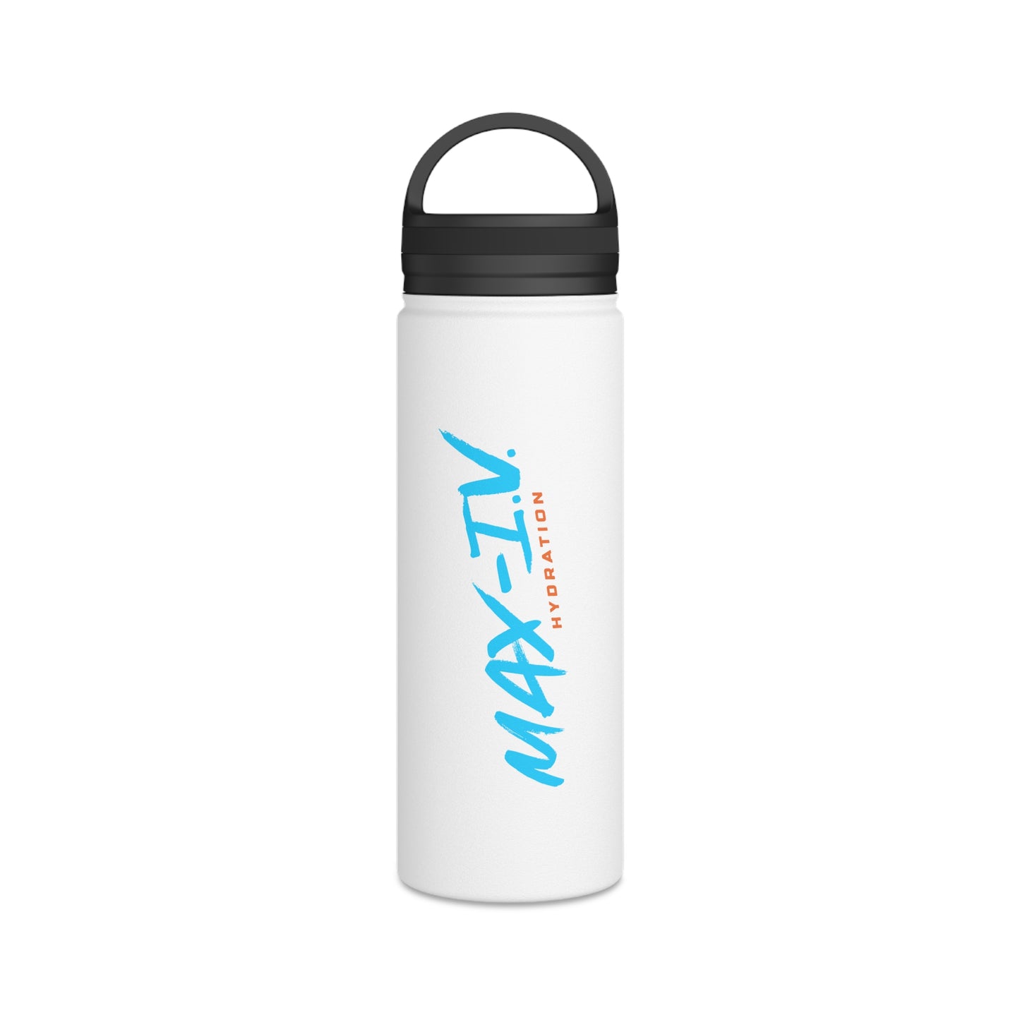 Max-IV Stainless Steel Water Bottle (blue logo), Handle Lid
